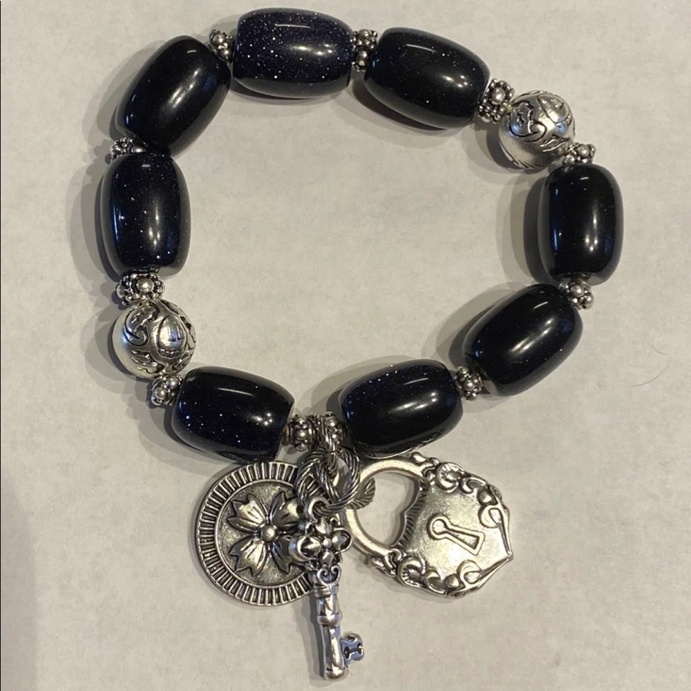 Patricia Nash Romantic Travel Beaded Stone Stretch Bracelet